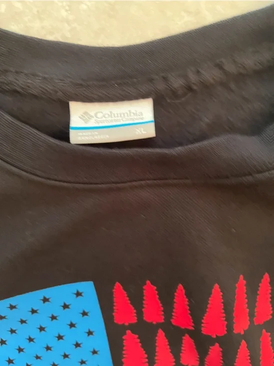 Americana Patriotic Flag Winter Holiday Columbia black XL sweatshirt USA design - Picture 3 of 5